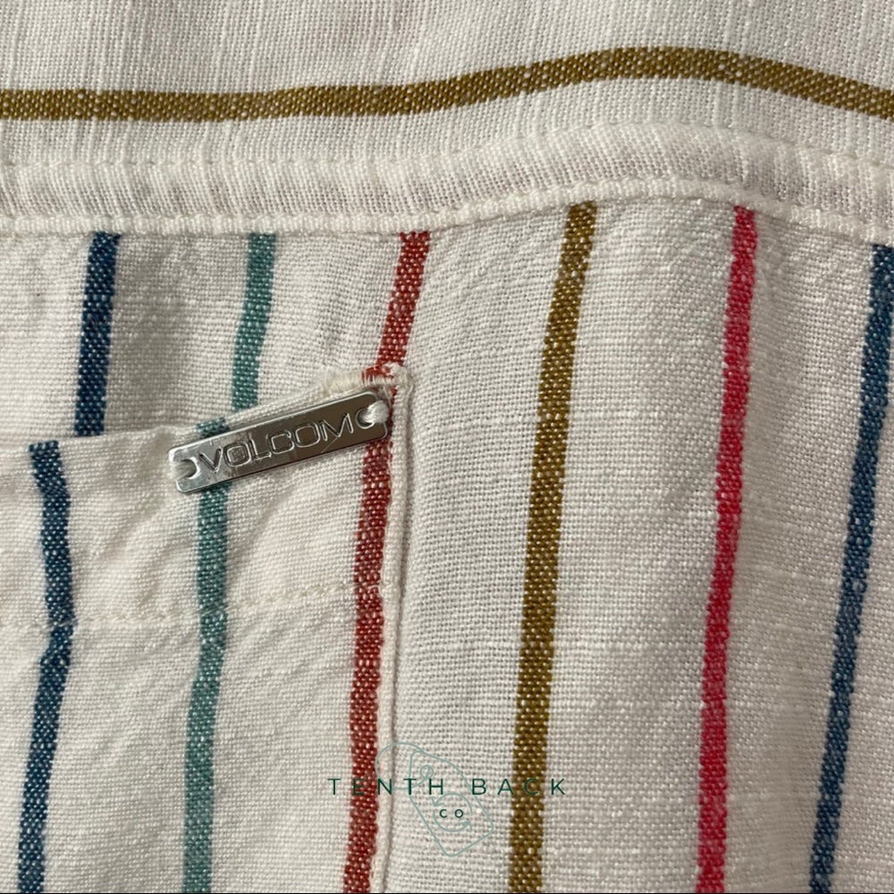 VOLCOM Multi Stripe Girls Button Down Top | L / 14 - Picture 6 of 13